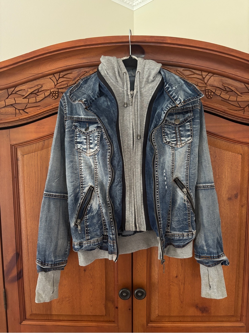 Layered denim jacket